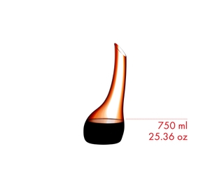 RIEDEL Cornetto Confetti Decanter - red filled with a drink on a white background