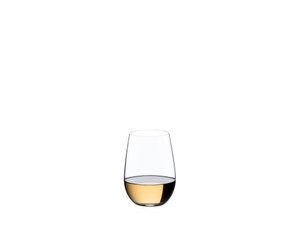 RIEDEL O Wine Tumbler Riesling filled with a drink on a white background