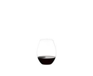 RIEDEL O Wine Tumbler Old World Syrah filled with a drink on a white background