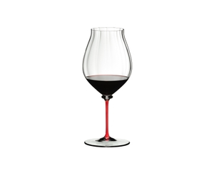 RIEDEL Fatto A Mano Performance Pinot Noir - red filled with a drink on a white background
