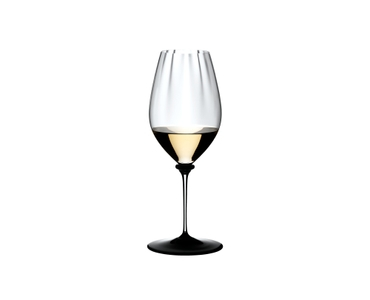RIEDEL Fatto A Mano Performance Riesling - black base filled with a drink on a white background