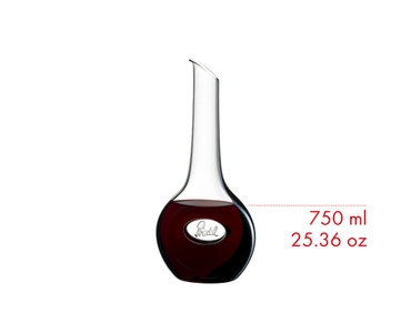 RIEDEL Decanter filled with a drink on a white background