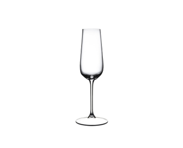 GRAPE@RIEDEL Champagne Flute filled with a drink on a white background