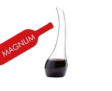 RIEDEL Cornetto Magnum Decanter filled with a drink on a white background