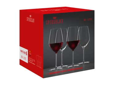 SPIEGELAU Hi-Lite Bordeaux Glass in the packaging