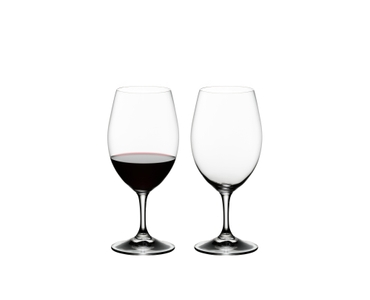RIEDEL Ouverture Magnum filled with a drink on a white background