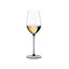 RIEDEL Sommeliers Black Tie Riesling Grand Cru filled with a drink on a white background