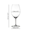 A RIEDEL Wine Friendly glass filled with white wine in front of a white background. 
