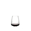 SL RIEDEL Stemless Wings Pinot Noir/Nebbiolo filled with a drink on a white background