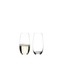RIEDEL The O Wine Tumbler Champagne Glass filled with a drink on a white background