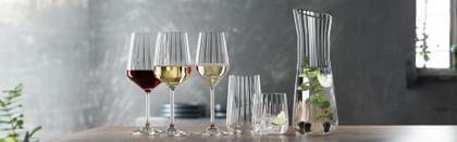 Wine glasses in table setting