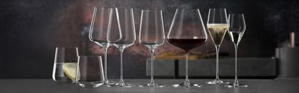 various wine glasses lined up