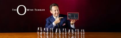 Maximilian J. Riedel showcasing the RIEDEL The O Wine Tumbler collection