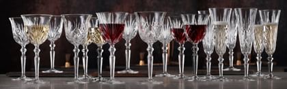 Nacthmann glassware lined up with black background