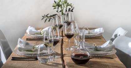 table setting with glassware