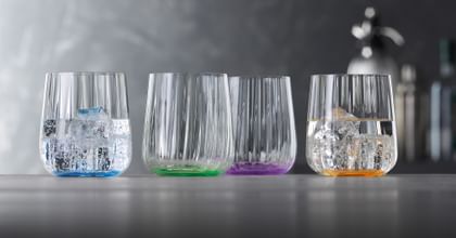 various glasses on a table