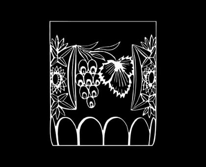 Illustration des Schliffdesigns NACHTMANN Traube auf schwarzem Hintergrund