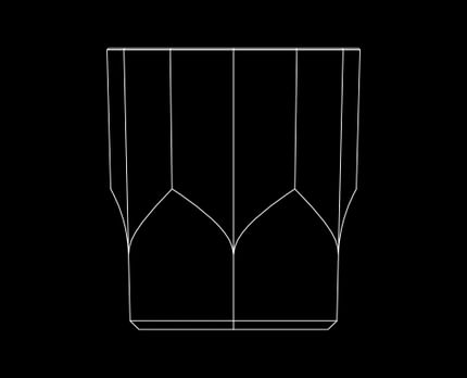 Illustration of the NACHTMANN Aspen cut design on a black background