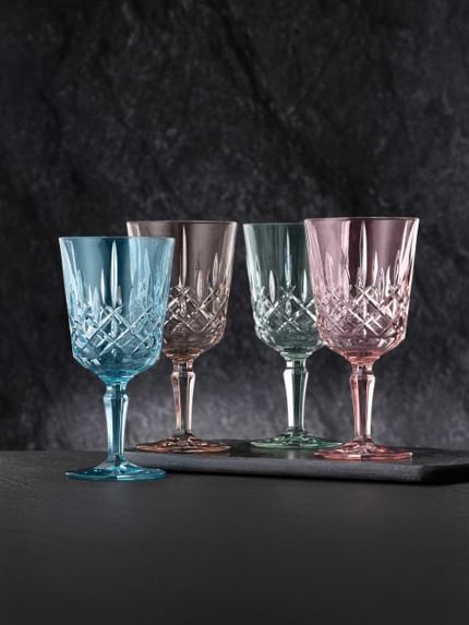 Four colored NACHTMANN cocktail/wine glasses